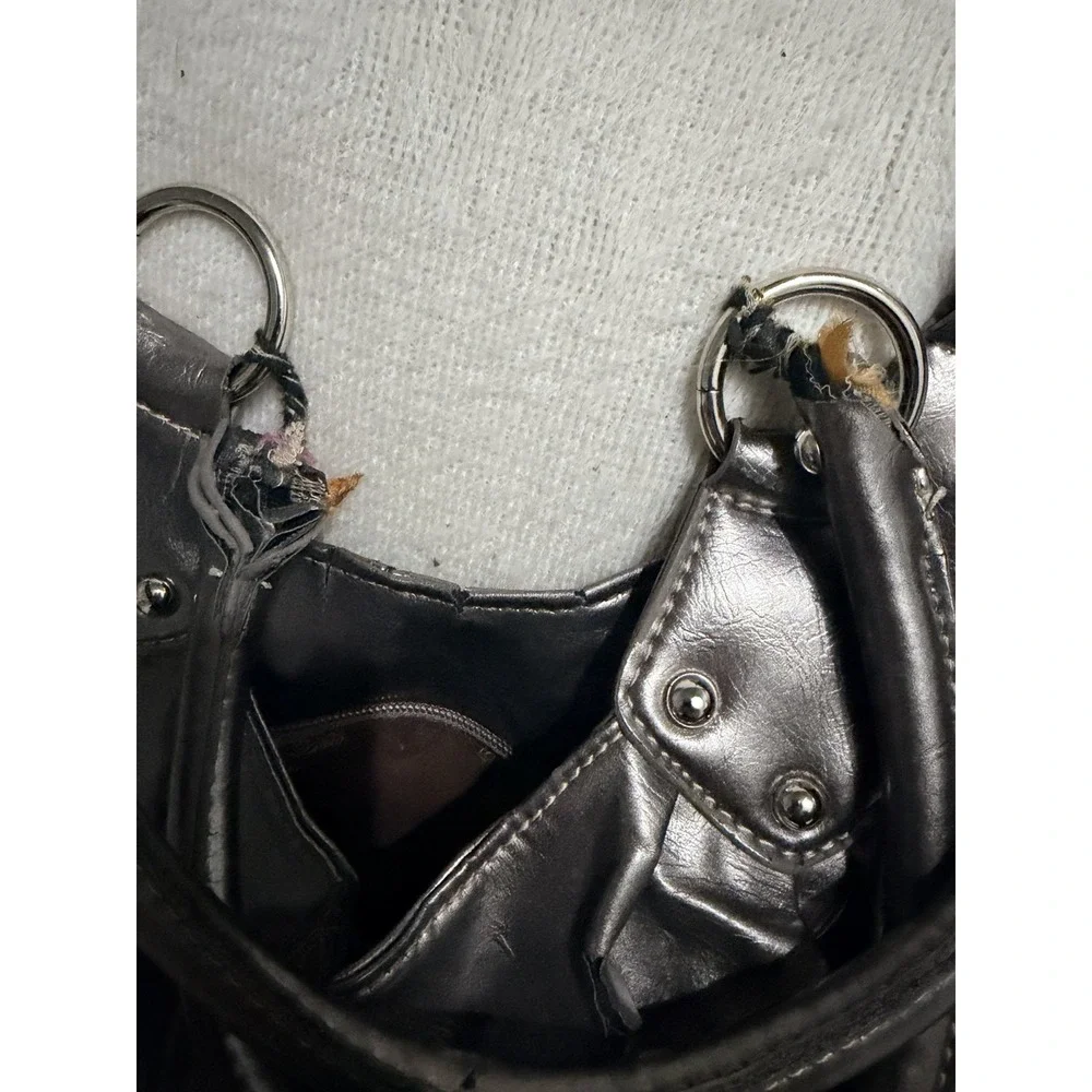 Beverly Hills Polo Club Hobo Bag Pewter Metallic Shoulder Purse